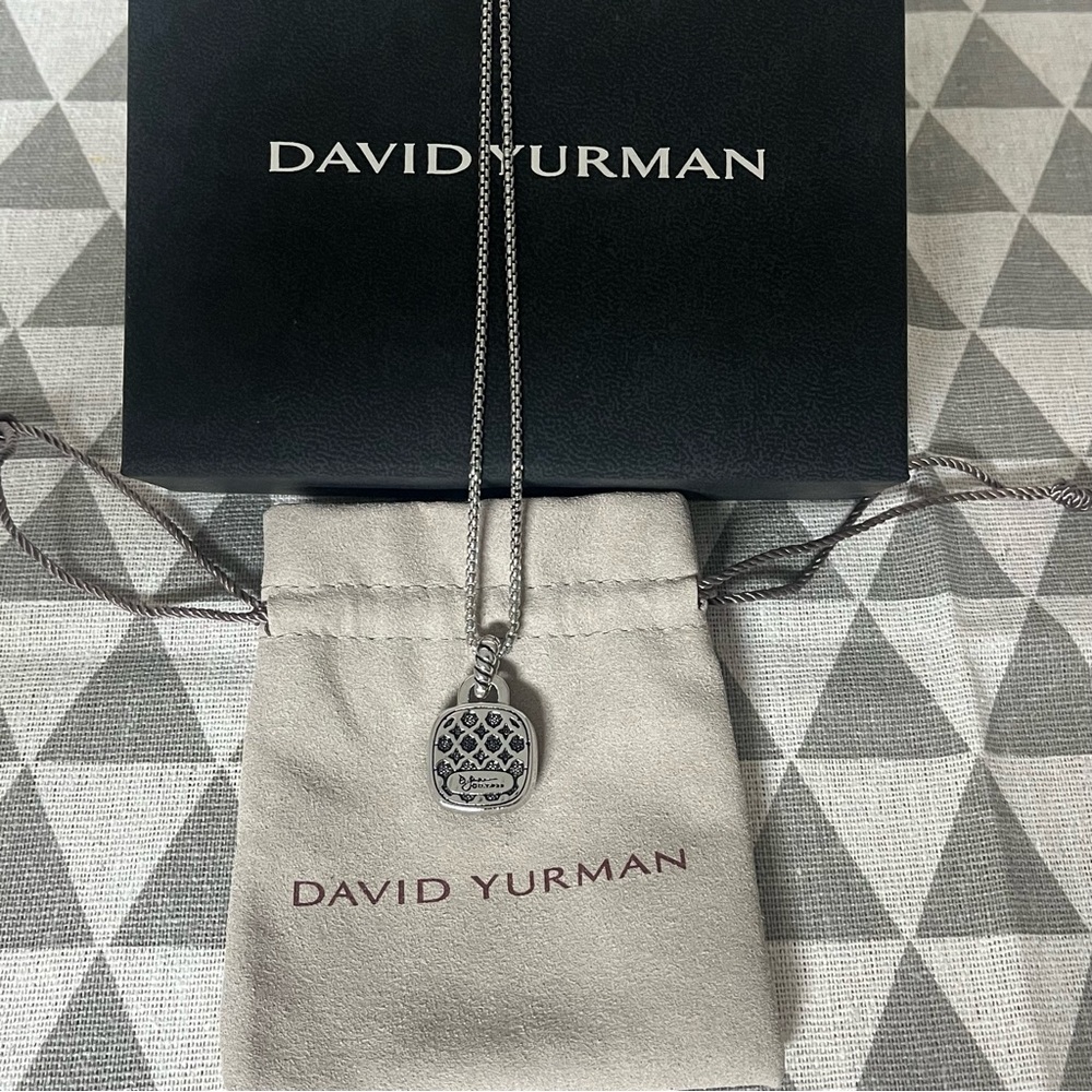 David Yurman Black Onyx Pavé Diamond Pendant Necklace - Silver - Picture 3 of 8